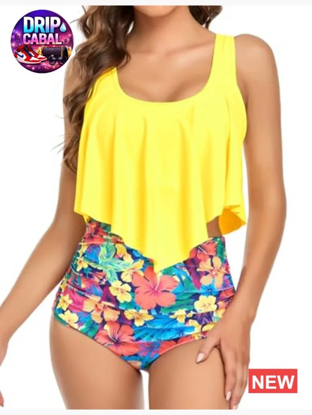 High Waisted Tankini Bikini Set Plus Size Tummy Control Two Piece Swimsuit